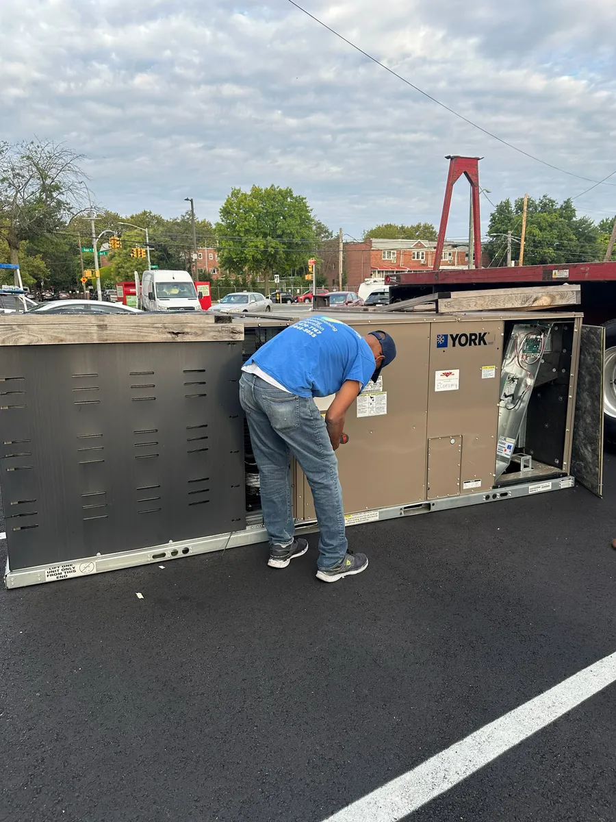 Pre-start inspection on a new rooftop unit